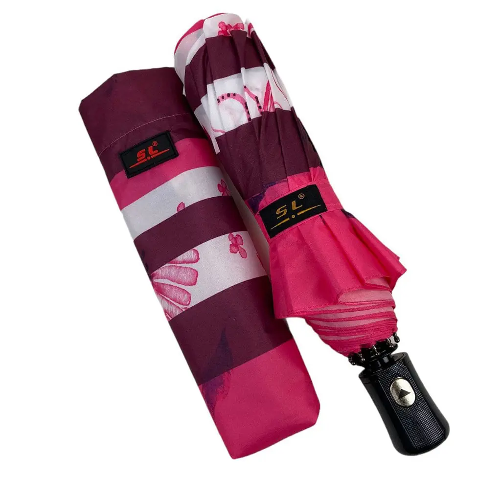 Женский складной зонтик полуавтомат S&L 100 см розовый - фото 5