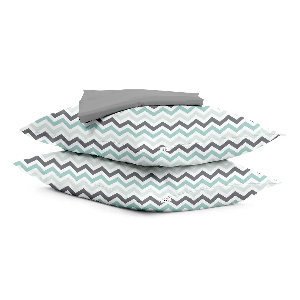 Набір наволочки і простирадло MINT GREY ZIGZAG & SHADOW COSAS (4822052060759)
