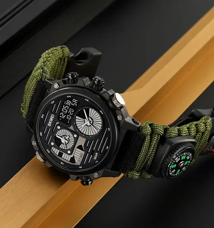 Годинник чоловічий наручний спортивний Skmei 2202 Paracord (Зелений нейлоновий ремінець) - фото 5
