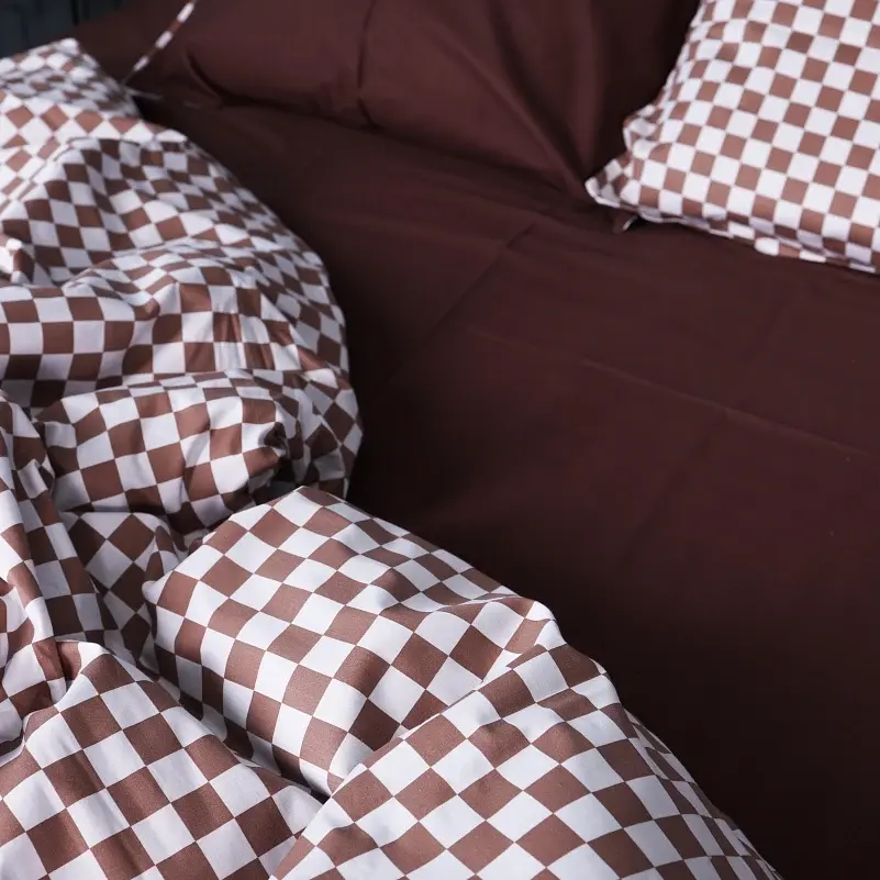 Дитячий комплект постільної білизни MirSon Сатин 22-1369 Classic Checkers 110х140 см коричневий (2200010473797) - фото 5