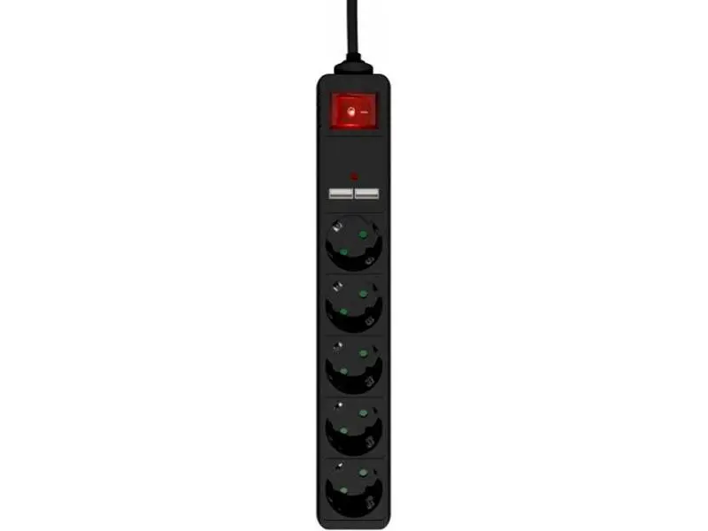 Мережевий фільтр EnerGenie 1.5 м Black (SPG5-U2-5-02) - фото 3