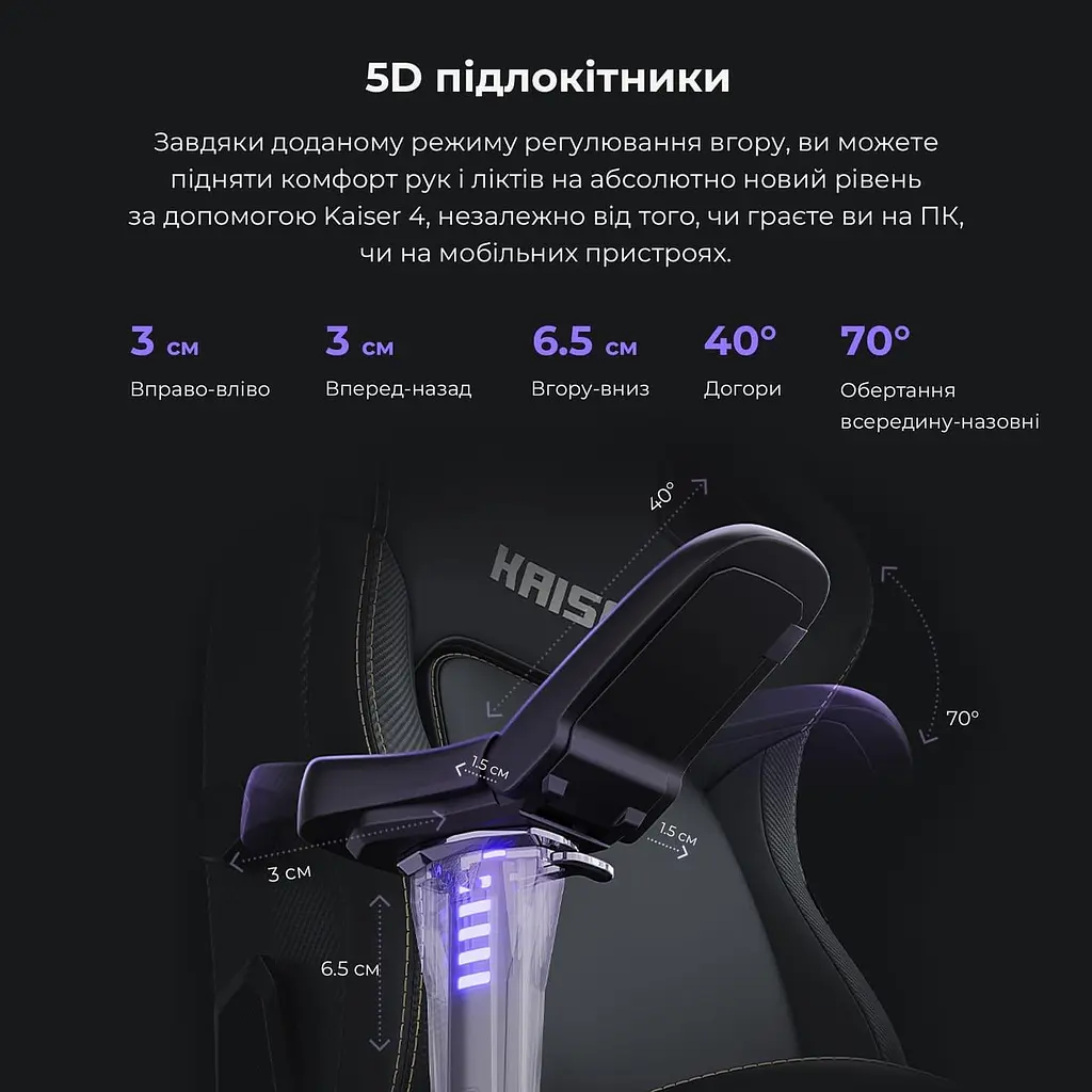 Ігрове крісло Anda Seat Kaiser 4 Size L Black Fabric (AD12YDDC-L-20-B-CF) - фото 7