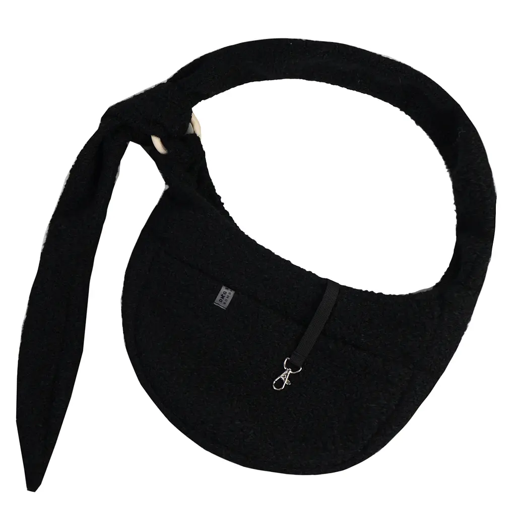 Слінг сумка переноска через плече для тварин собак котів дрібних порід до 6 кг ремінцем із кишенею dogs bomba чорний  - фото 3