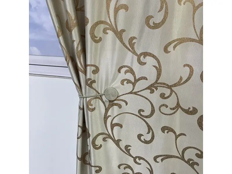 Жакардові штори золотистого кольору з вензелем на тасьмі 2шт. 150х270 ALBO pbe0052396 - фото 9