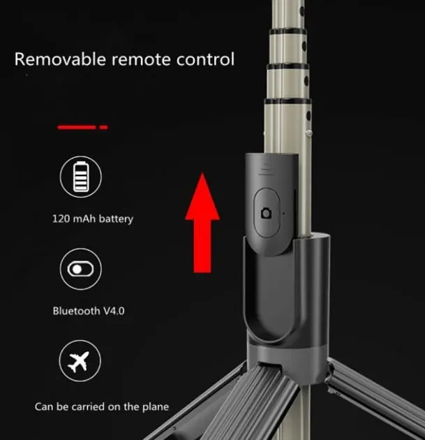 Монопод штатив для селфі Bluetooth з LED підсвічуванням Selfie stick L07 на 3 режими з пультом (7332) - фото 7