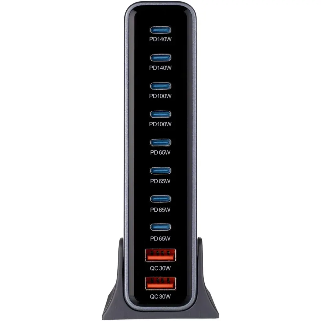 Зарядний пристрій XoKo 8xUSB-C PD 65 - 140W + 2xUSB QC30W GaN3 800W (XK-QC-800) - фото 2