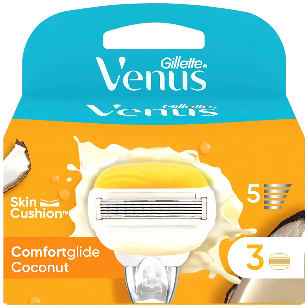 Уцінка. Змінні картриджі для гоління Gillette Venus Comfortglide Skin Cushion Coconut жіночі 3 шт.  - фото 2