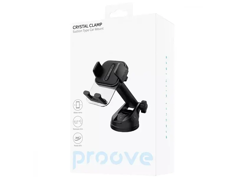 Автомобільний тримач для смартфона Proove Crystal Clamp Suction Type Car Mount - фото 5