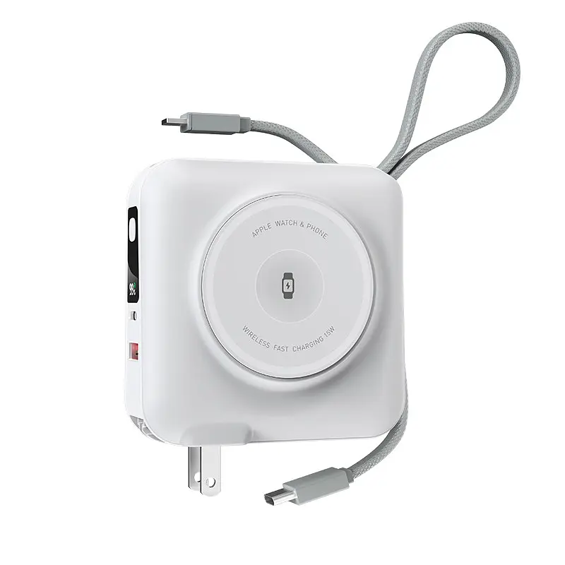 Портативний ЗП Power Bank WIWU Wi-P051 6 in 1 PD45W з БЗП+iWatch 15000 mAh White - фото 3