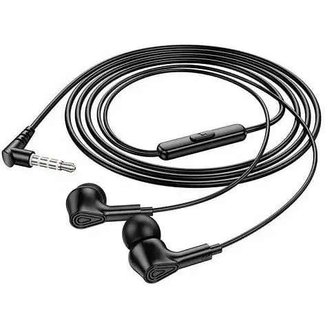 Навушники Hoco Ingenious universal earphones with microphone M102 90 градусів штекер білі - фото 8