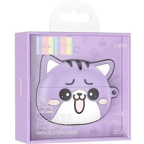 Наушники беспроводные Hoco EW48 Purple cat - фиолетовый кот - фото 3