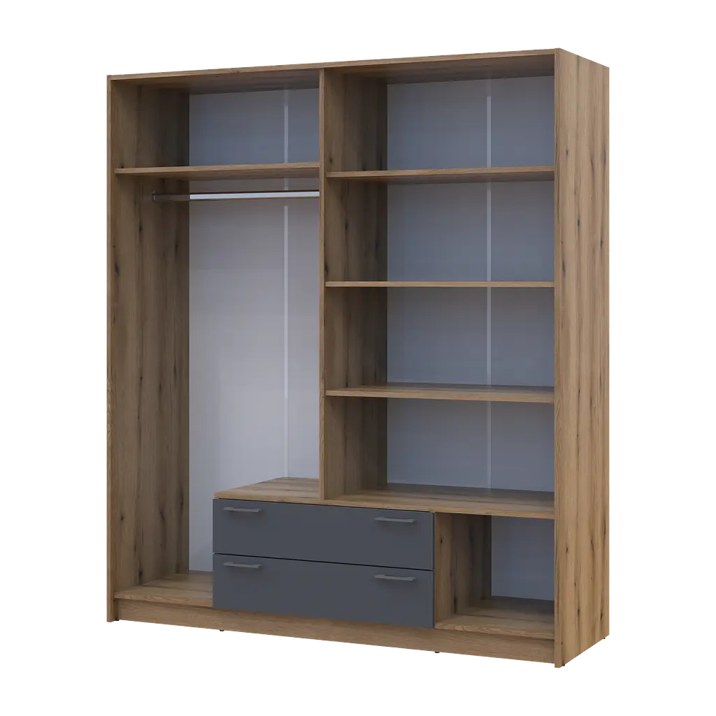 Шафа для одягу Doros Ронді Дуб Артизан/Графіт 4ДСП 160х52х195 (80737824) - фото 2