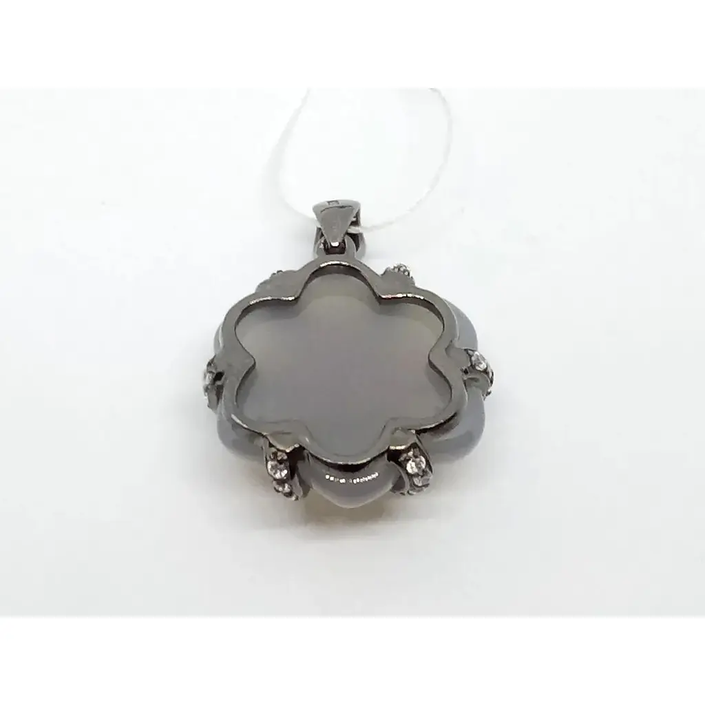 Срібна підвіска Аметист з агатом і фіанітами 135527В - фото 3