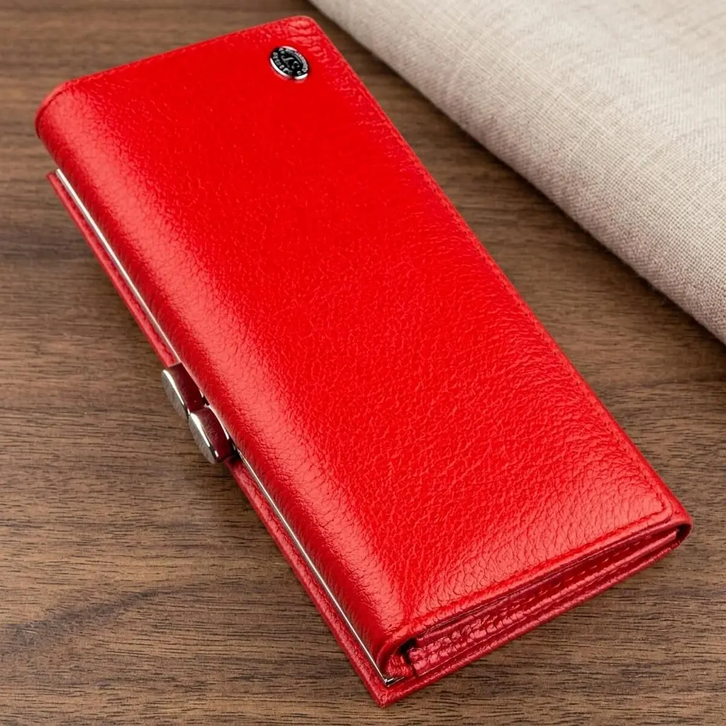 Жіночий гаманець із монетницею на клямці ST Leather 18957 червоний - фото 11