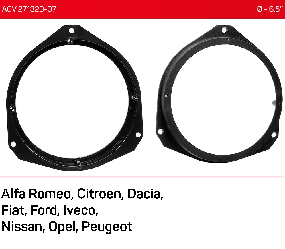 Проставки під динаміки 165 мм / 6.5" ACV 271230-07 для автомобілів Alfa Romeo, Dacia, Fiat, Nissan, Opel - фото 6