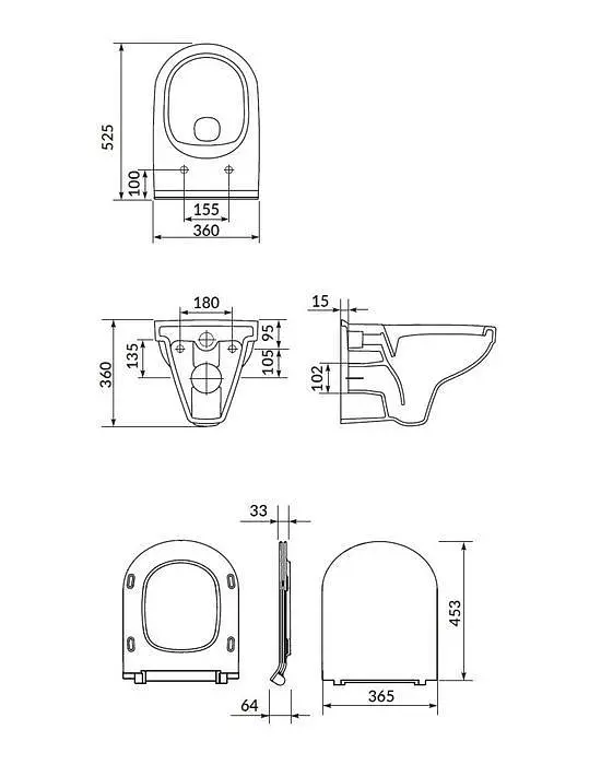 Унітаз підвісний CET 472 Cersanit Zip SimpleOn з дюропластовим Slim сидінням SoftClose+QuickRelease 30412 - фото 3