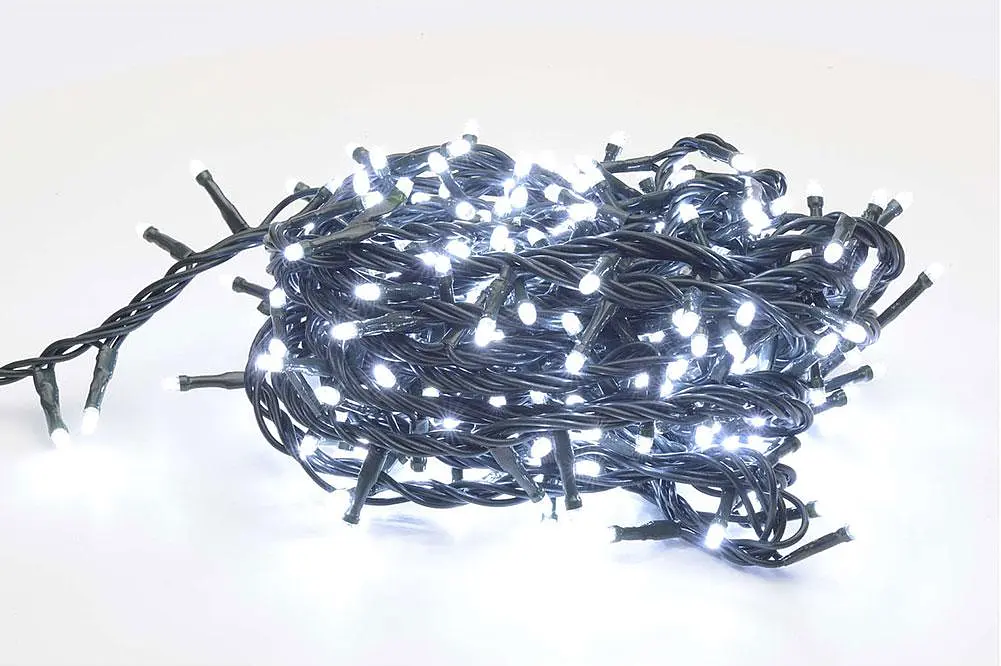 Новогодняя гирлянда белая холодная 300 Led лампочек, 13 метров, Черный кабель, светодиодная гирлянда (ST) - фото 3
