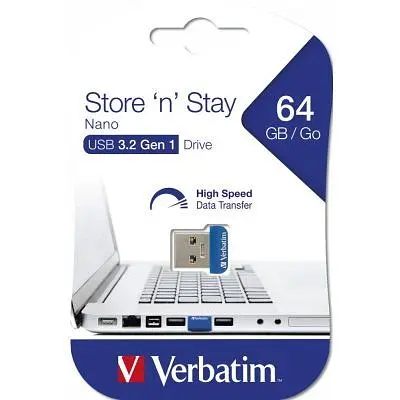 USB флеш накопитель Verbatim 64GB Store \'n\' Stay NANO Blue USB 3.2 (98711) - фото 5