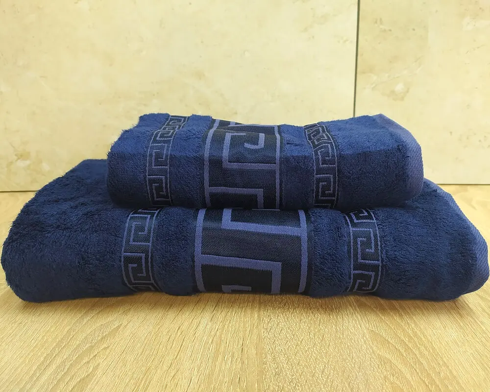 Набір турецьких бамбукових махрових рушників Cestepe 50х90+70х140 Bamboo Grek Dark blue