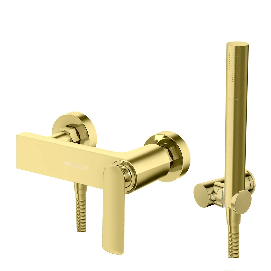 Змішувач для душу Kohlman Experience brushed gold настінний KPL-QW120EGDB, Золотий