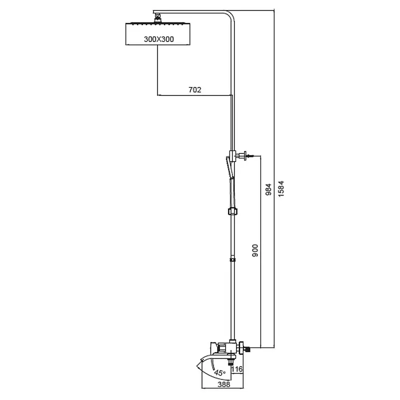 Душова система Koer KB-56007-04 3 функції KR5159, Білий матовий - фото 2