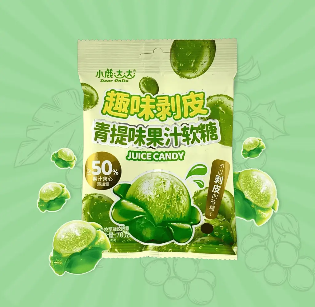 Желейні цукерки Deer Dada Peeling Juice Candy Green Grape 70г - фото 2