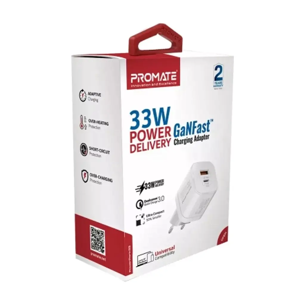 Зарядний пристрій Promate 33W USB-C + USB-A (powerport-33.white) - фото 10