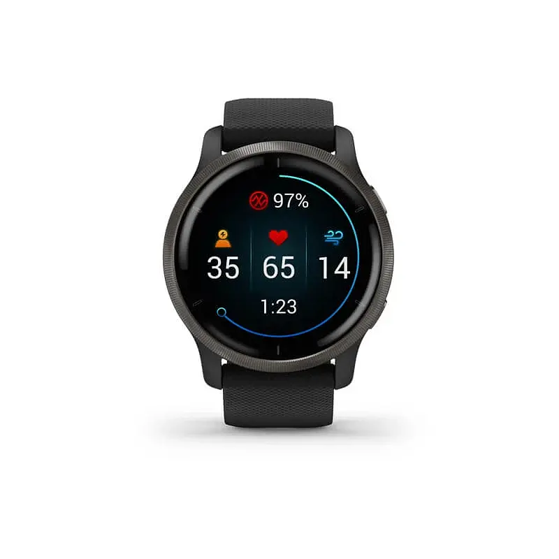 Смарт-часы Garmin Venu 2 Slate Stainless Steel Bezel with Black Case and Silicone Band (010-02430-11/01) - фото 2