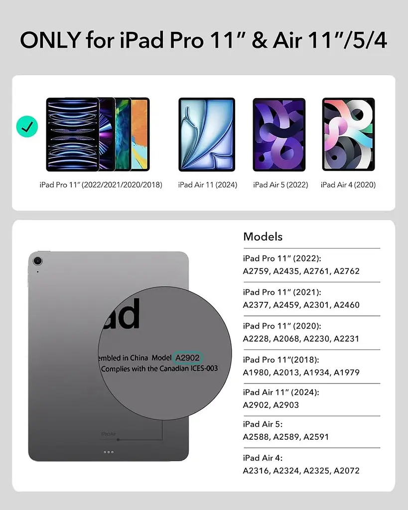 Чохол для клавіатури ESR Ascend Lite, чохол для клавіатури iPad, сумісний з iPad Pro 11/iPad Air 5/4, магнітний чохол знімний - фото 4