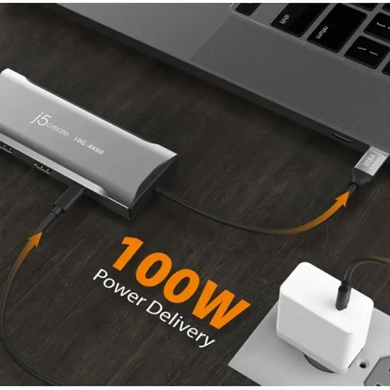 Концентратор J5create USB-C 9-in-1 2xUSB 3.2 + 2xUSB-C PD + 2xHDMI 4K + DisplayPort + SD/TF + RJ45 1000Mbps gray (JCD397-N) - фото 7