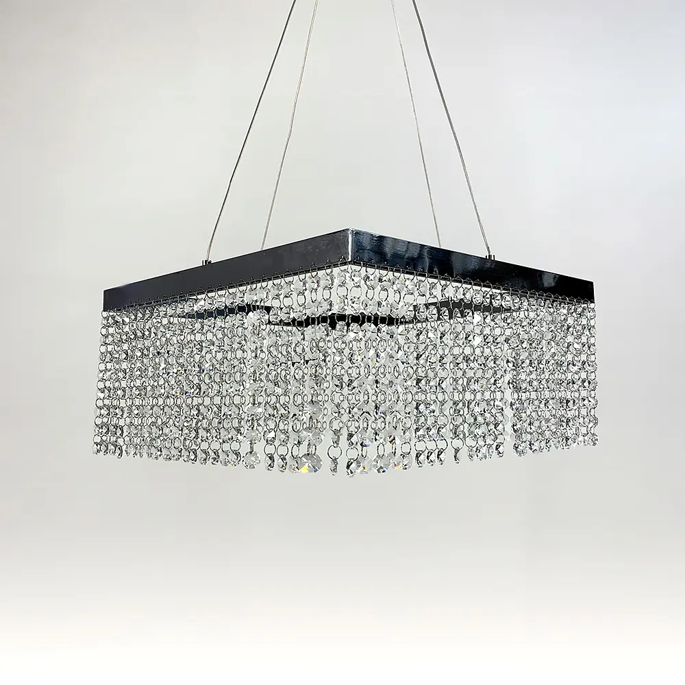 Невероятная хрустальная квадратная люстра с серебряной обводкой h25 Line.F Диаметр 30см - фото 2