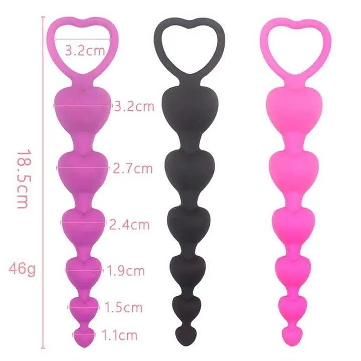 Силіконове анальне фігурне намисто HeartBeads 14,5 см діаметр 1,5 / 1,9 / 2,3 / 2,7 / 3,1 см рожеве - фото 2