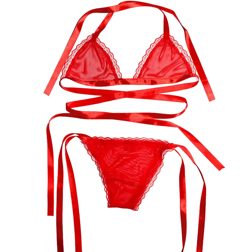 Сексуальний спокусливий еротичний комплект - еротична білизна 46 L червоний V114-1 - фото 4
