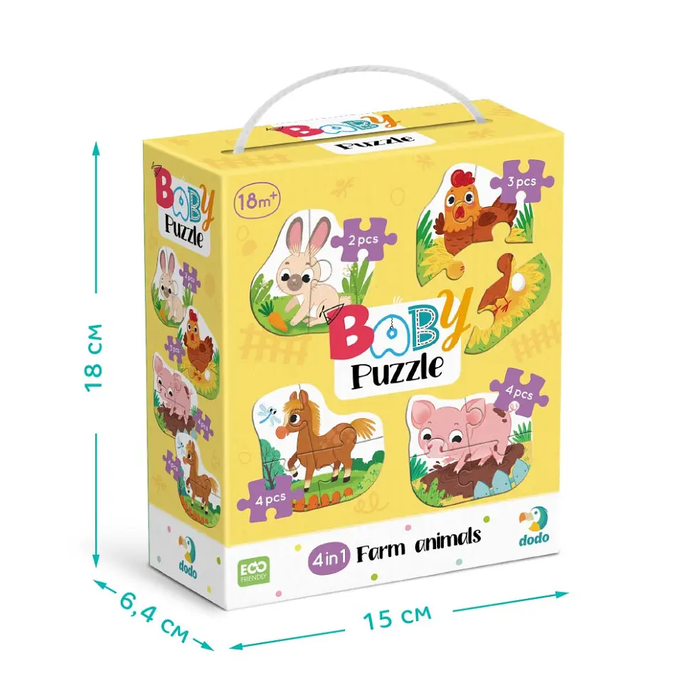Дитячий пазл 4 в 1 "Baby puzzle. Сільські тварини" DoDo Toys 300686 набір 4 в 1 - фото 5