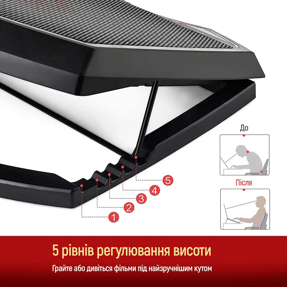 Охолоджуюча пiдставка для ноутбука ColorWay Cooling Game Pro H1, 10-17” (CW-CGPH1) - фото 6