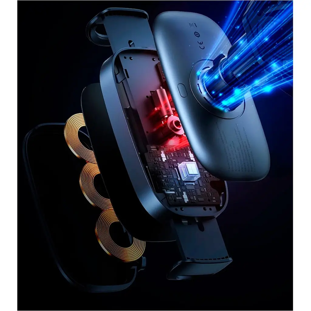 Автотримач із бездротовою зарядкою Baseus LightChaser Series Triple-Coil 15W Black (C40355901111-00) [124906] - фото 11