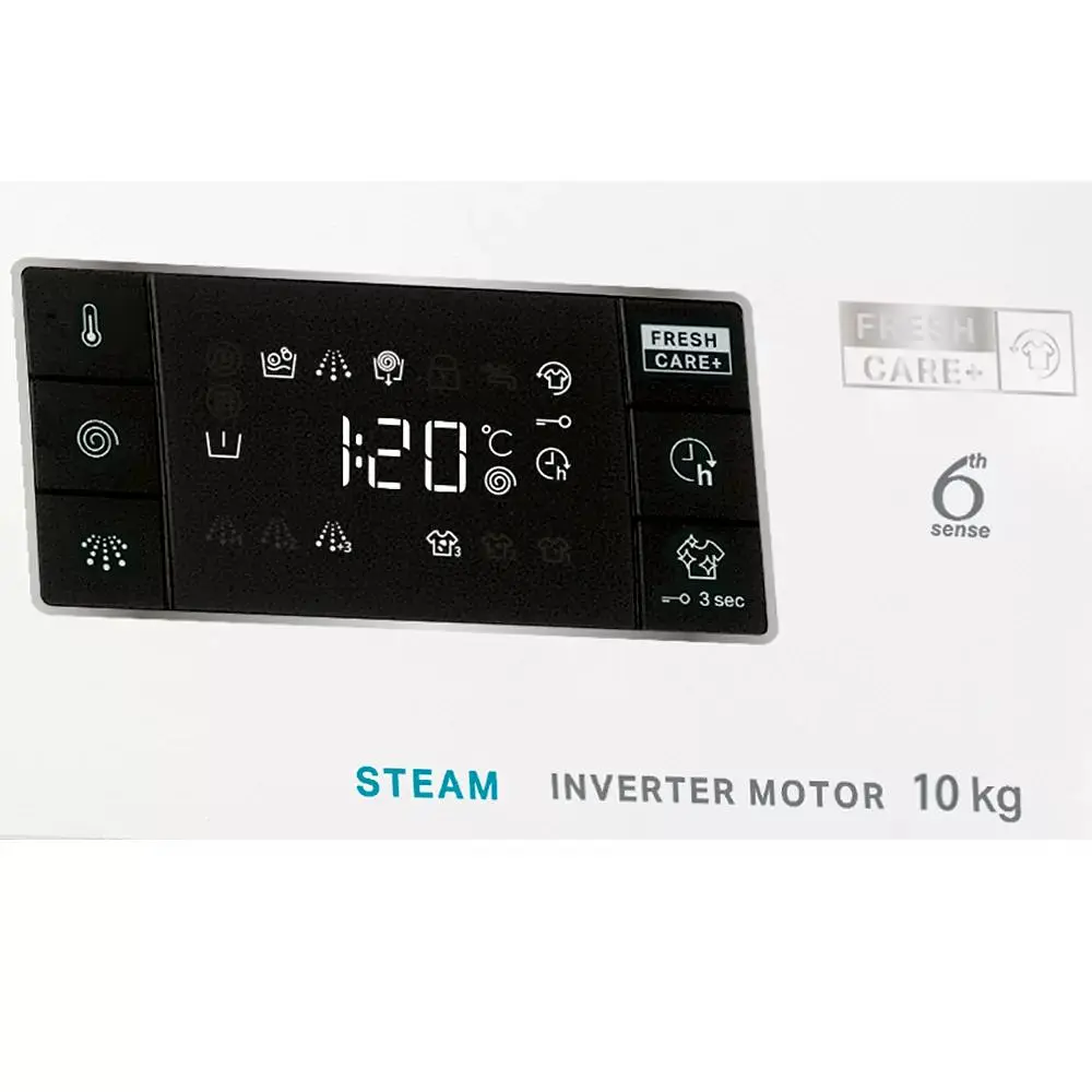 Пральна машина Whirlpool фронтальна, 10кг, 1400, A+++, 60см, дисплей, пара, інвертор, люк чорний, білий (FFB10469BVUA) - фото 4