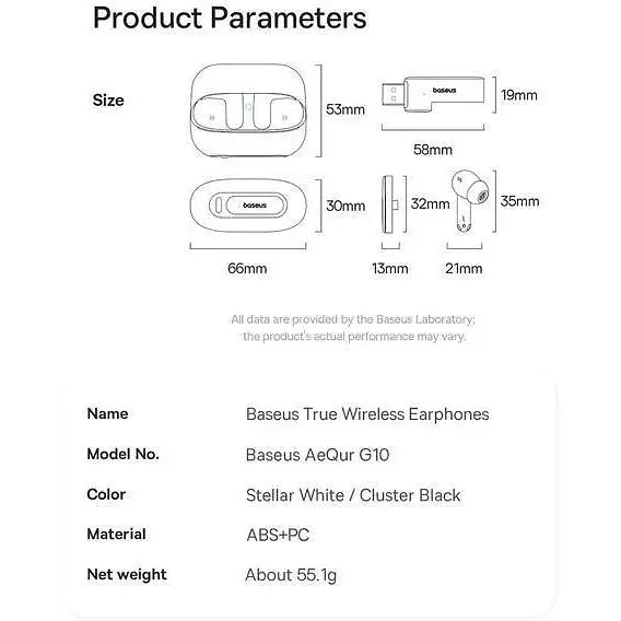 Беспроводные наушникии Baseus AeQur G10 TWS белые - фото 10