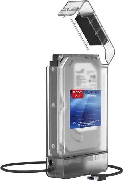 Адаптер підключ. HDD 2,5"/3,5" SATA/SSD до порту USB3.0 + контейнер Maiwo захисний. для HDD 3,5″, чорний (K10435)