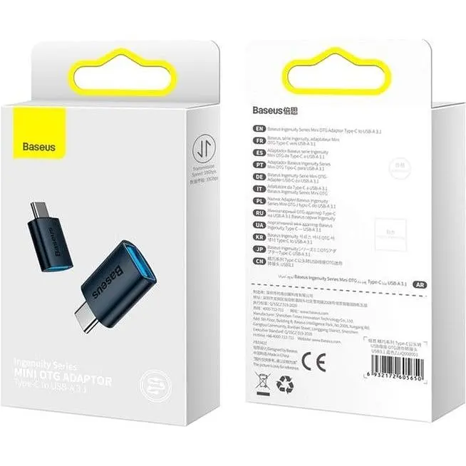 Переходник Baseus Ingenuity Series Mini OTG Adaptor USB-C to USB-A Blue (ZJJQ000003) [78669] - фото 4