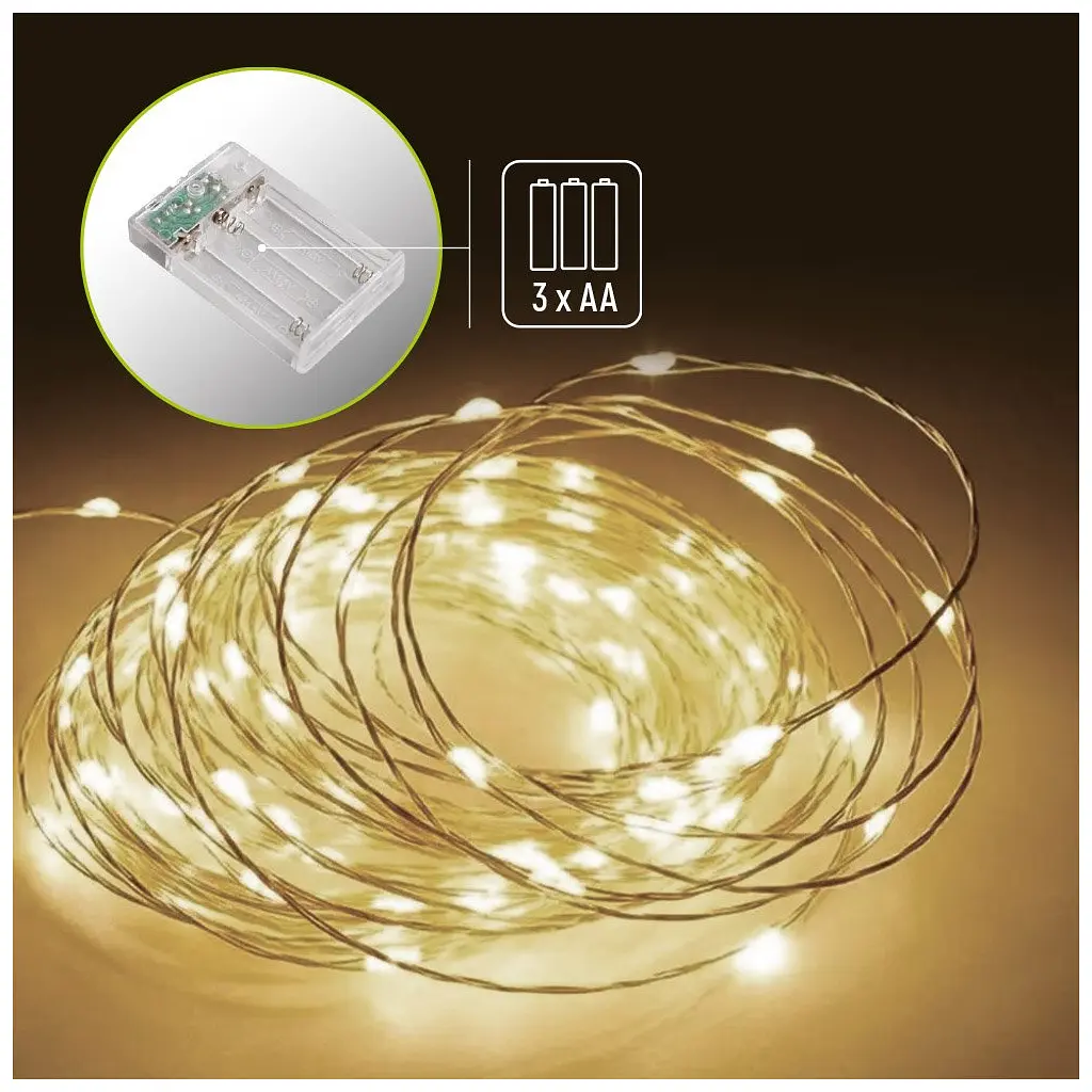 Гірлянда ColorWay Струна LED 100 10 м теплий колір 3 AA Battery (CW-G-100L10NB) - фото 2