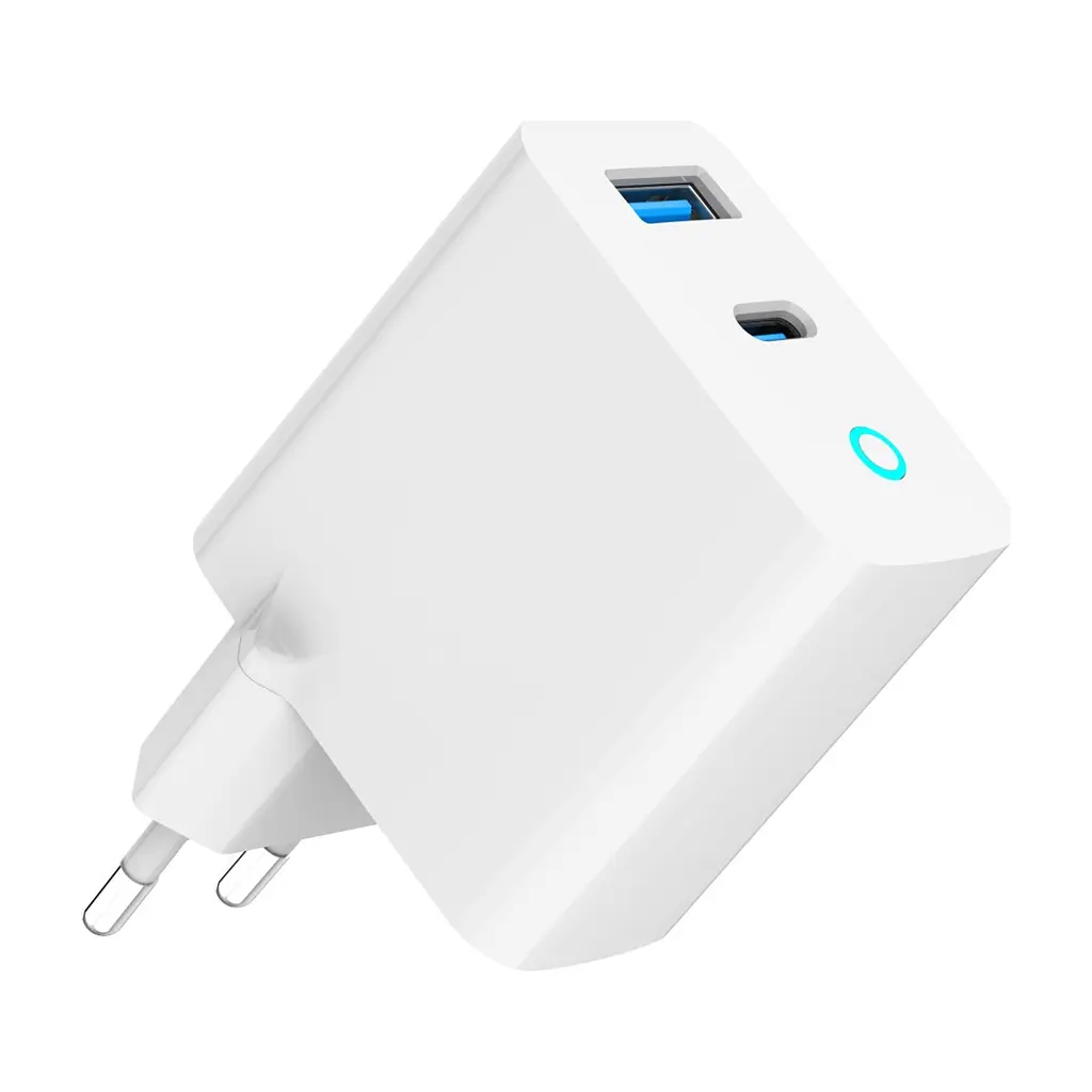 Зарядний пристрій Gembird 1xUSB-C PD30W + 1xUSB QC3.0 LED white (TA-UC-PDQC30L-W-01) - фото 2