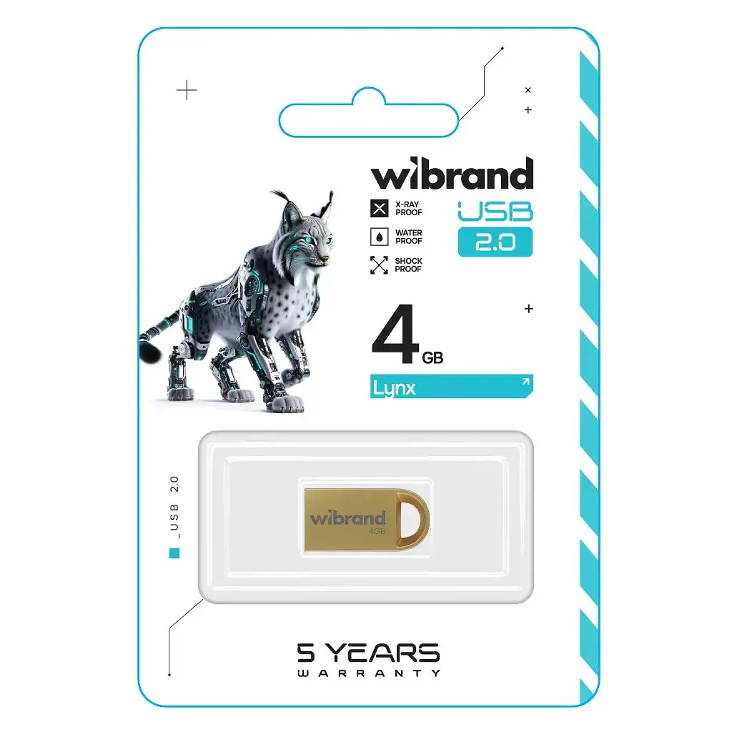 USB флеш накопитель Wibrand 4GB lynx Gold USB 2.0 (WI2.0/LY4M2G) - фото 2