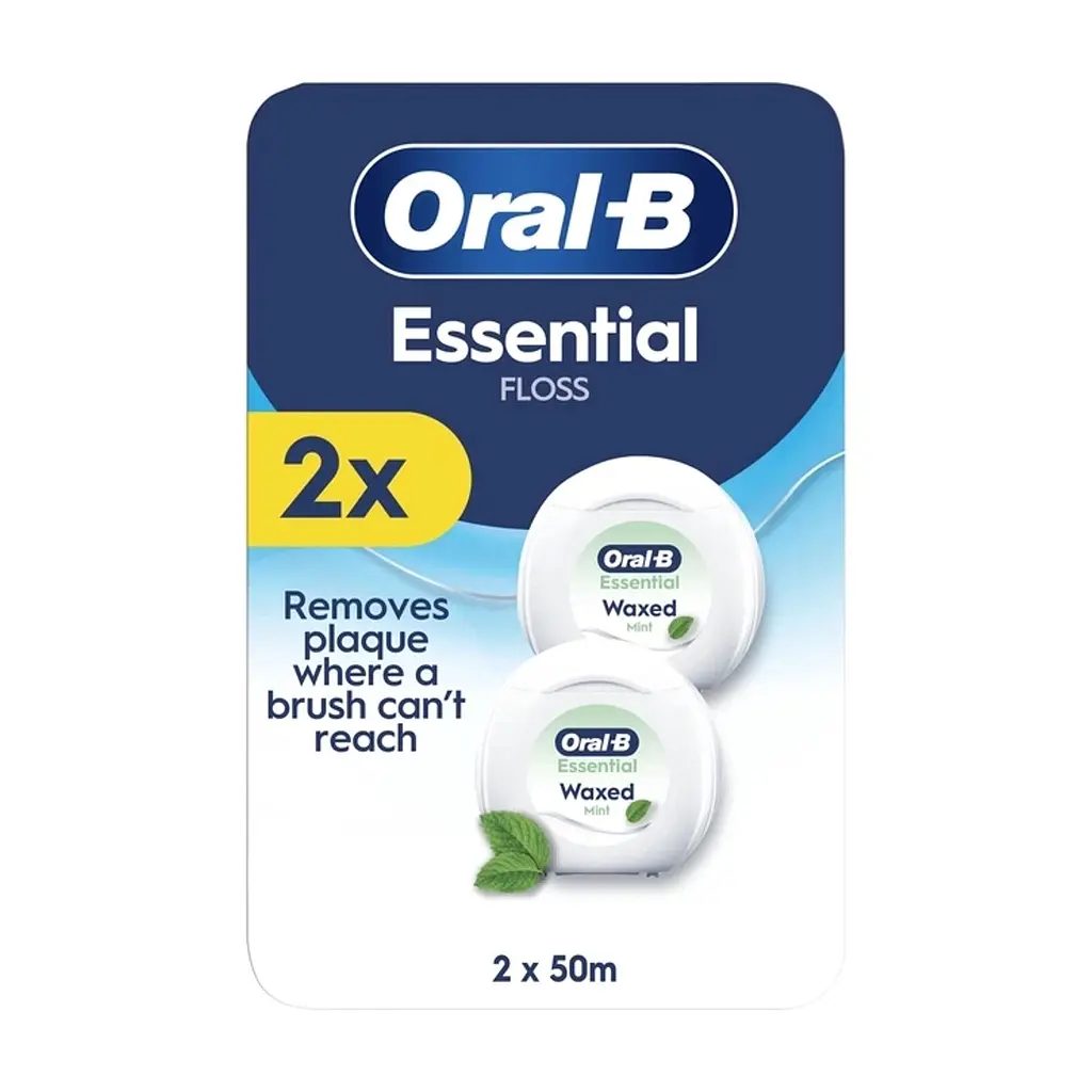 Зубна нитка Oral-B Essential Floss М'ятна Вощена 2 котушки по 50 м (8006530045995)