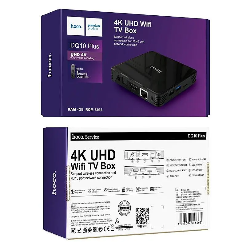Приставка на Android - Hoco DQ10 Navio WiFi HD TV box DQ10 WiFi 2.4g + 5g 4K - 4 / 32 GB пам'яті - фото 7