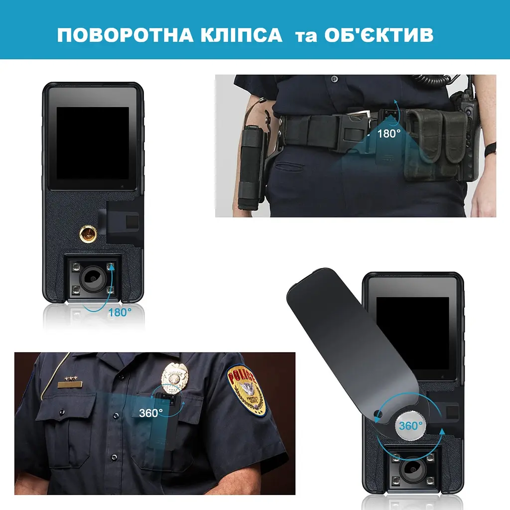 Нагрудна боді-камера Boblov A39 з дисплеєм 1.54 дюйма нічний запис датчик руху акумулятор 3000 мАгод - фото 5