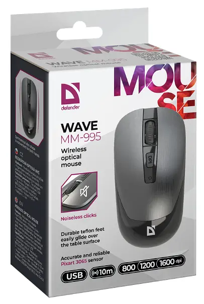 Миша Defender Wave MM-995 Wireless сірий (52993) (6918377) - фото 5