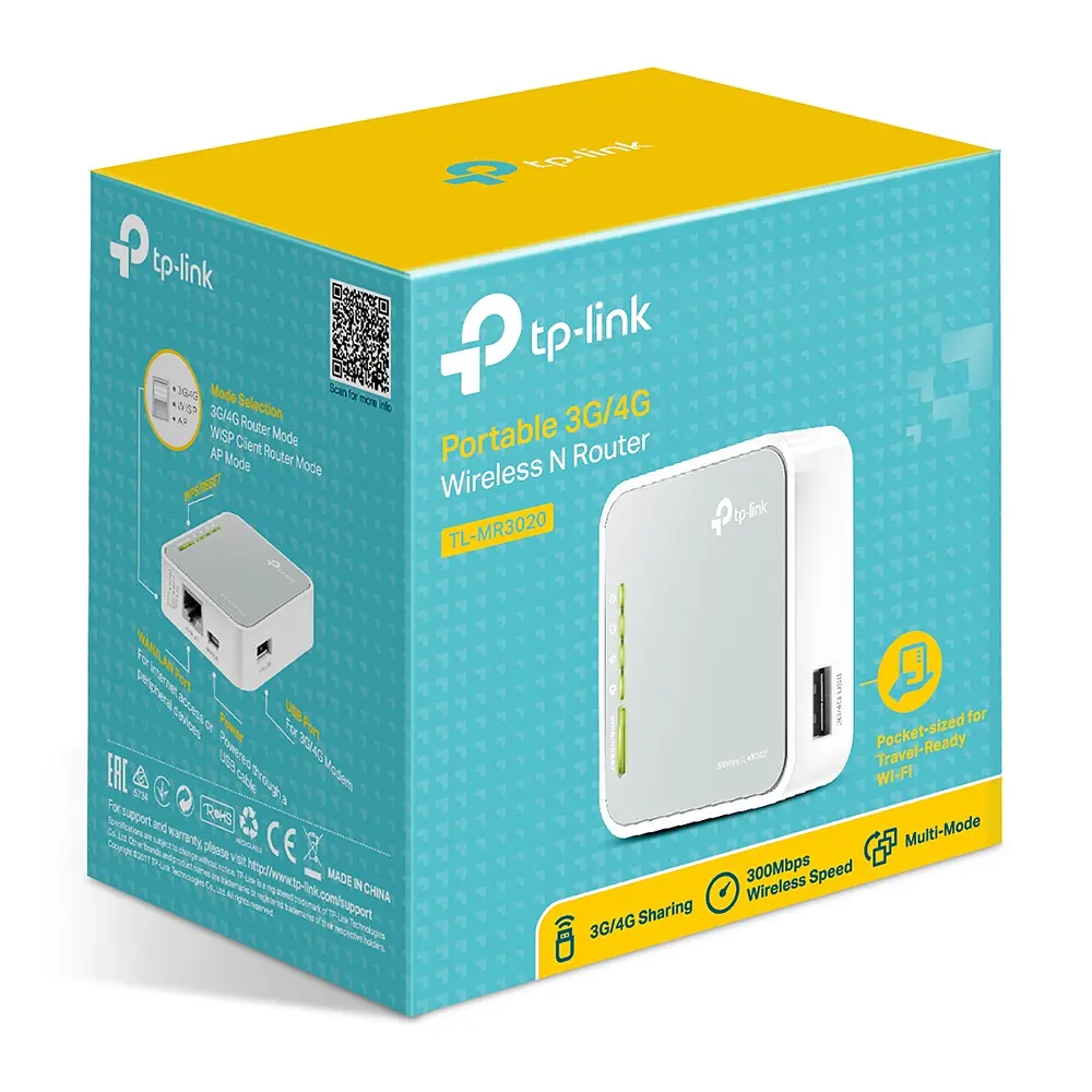 Маршрутизатор TL-MR3020 N300, 1xFE LAN/WAN, 1xUSB2.0 for 3G/4G/LTE TP-Link teh0017171 - фото 5