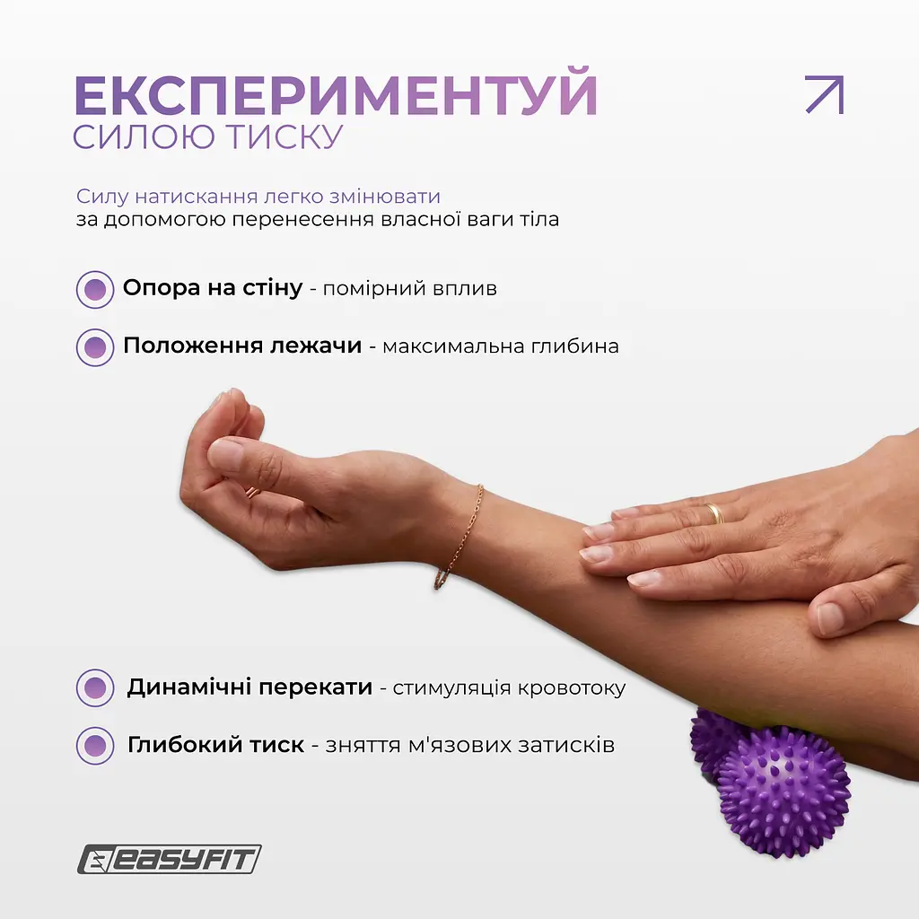 Масажний м'ячик EasyFit Goober з шипами фіолетовий - фото 6