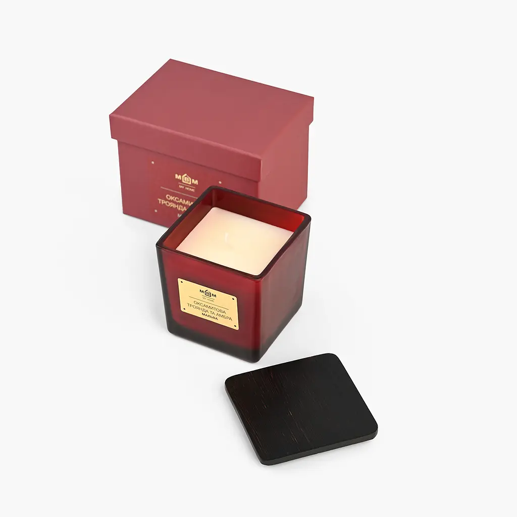 Свічка ароматична МВМ My home Мальва оксамитова троянда та амбра 80х80 мм червона (FR-12) - фото 2